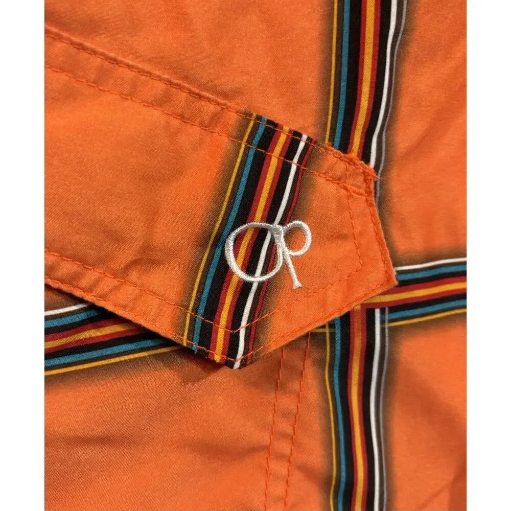 OP Orange Plaid Board Shorts Youth L/G 10-12 Swim Trunks Surf Beach Pockets